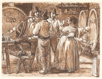 Le vin est goûté dans la cave - Wilhelm Marstrand