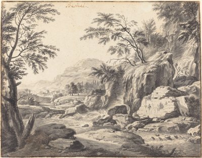 Paysage classique avec une cascade - Wilhelm von Bemmel