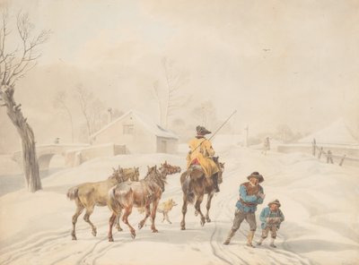 Postillon à Cheval dans un Paysage Hivernal - Wilhelm von Kobell