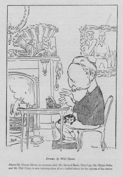 George Moore, auteur irlandais, travaillant à sa machine à écrire - Will Dyson