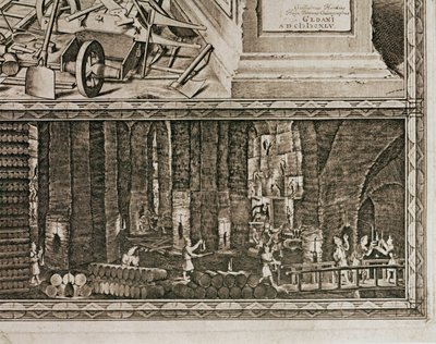 Les mines de sel de Wieliczka, près de Cracovie, produisaient environ un tiers des revenus des rois polonais ... (gravure) - Willem (c.1597 1660) Hondius