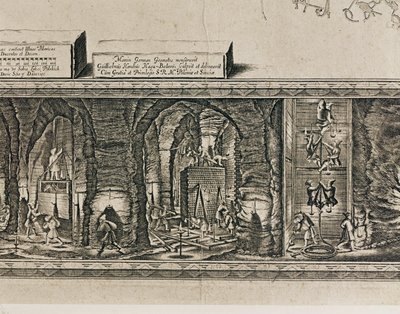 Les mines de sel de Wieliczka, près de Cracovie, produisaient environ un tiers des revenus des rois polonais ... (gravure) - Willem (c.1597-1660) Hondius
