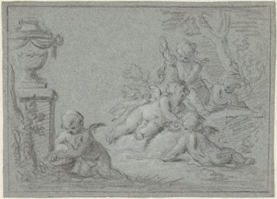 Putti dans un paysage avec un vase - Willem Bilderdijk