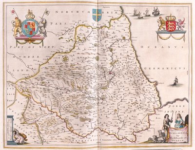 Bishoprike of Durham, dans "Theatrum Orbis Terrarum, sive Atlas Novus" de Willem Blaeu, Amsterdam - Willem Blaeu