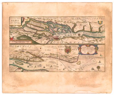Celeberrimi Fluvii Albis nova delineatio (Le très célèbre fleuve Elbe nouvellement délimité). - Willem Blaeu