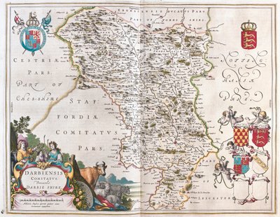 Darbieshire, dans "Theatrum Orbis Terrarum, sive Atlas Novus" de Willem Blaeu, Amsterdam - Willem Blaeu
