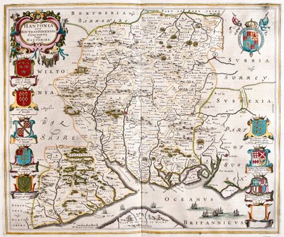 Hampshire et Southampton, dans "Theatrum Orbis Terrarum, sive Atlas Novus" de Willem Blaeu, Amsterdam - Willem Blaeu