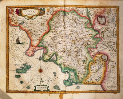 Carte des confins de Sienne, de Regionum Italiae par Willem Blaeu, gravure - Willem Blaeu