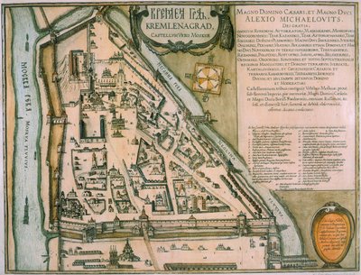 Carte du Kremlin de Moscou Castellum Urbis Moskvae, Russie, 1597 - Willem Blaeu