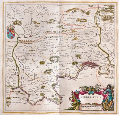 Middlesex, dans "Theatrum Orbis Terrarum, sive Atlas Novus" de Willem Blaeu, Amsterdam - Willem Blaeu