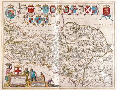 Partie nord du Yorkshire, dans "Theatrum Orbis Terrarum, sive Atlas Novus" de Willem Blaeu, Amsterdam - Willem Blaeu