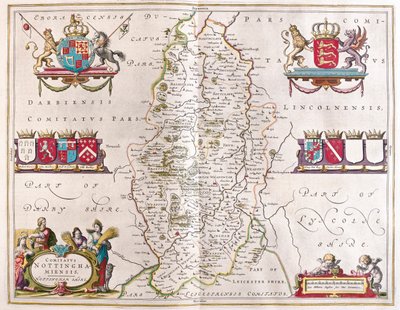 Comté de Nottingham, dans "Theatrum Orbis Terrarum, sive Atlas Novus" de Willem Blaeu, Amsterdam - Willem Blaeu