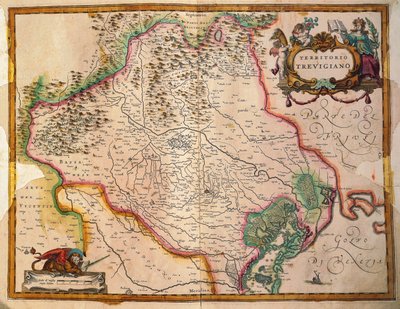 Regionum Italiae, territoire de Trévise, région de la Vénétie, Italie par Willem Janszoon Blaeu - Willem Blaeu