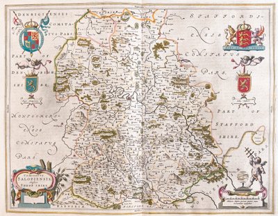 Shropshire, dans "Theatrum Orbis Terrarum, sive Atlas Novus" de Willem Blaeu, Amsterdam - Willem Blaeu