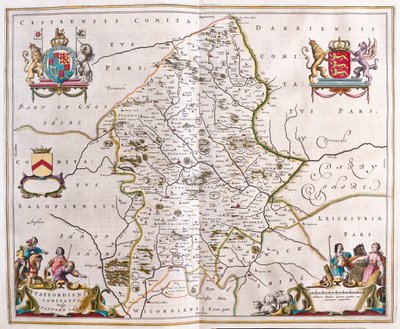 Staffordshire, n "Theatrum Orbis Terrarum, sive Atlas Novus" de Willem Blaeu, Amsterdam - Willem Blaeu