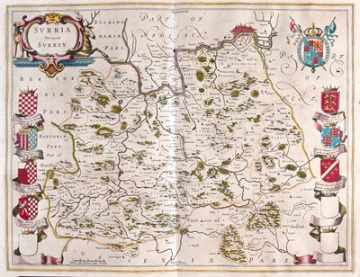 Surrey, dans "Theatrum Orbis Terrarum, sive Atlas Novus" de Willem Blaeu, Amsterdam - Willem Blaeu