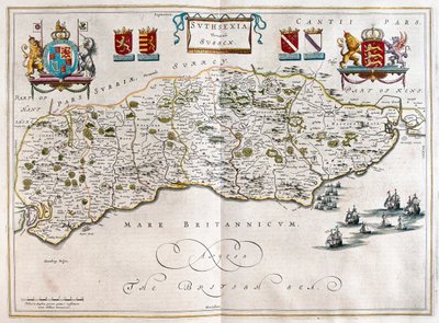 Sussex, dans "Theatrum Orbis Terrarum, sive Atlas Novus" de Willem Blaeu, Amsterdam - Willem Blaeu
