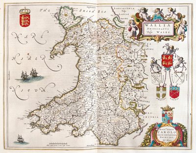 Pays de Galles, dans "Theatrum Orbis Terrarum, sive Atlas Novus" de Willem Blaeu, Amsterdam - Willem Blaeu