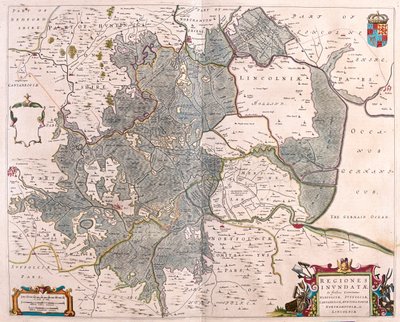 zones inondées" de Norfolk, Suffolk, Huntington, Northampton Cambridge et Lincoln, dans "Theatrum Orbis Terrarum, sive Atlas Novus" de Willem Blaeu, Amsterdam. - Willem Blaeu