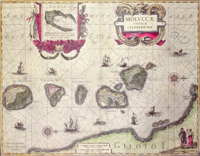 Carte des îles Moluques, gravée par Jodocus Hondius, 1630 - Willem Janszoon Blaeu