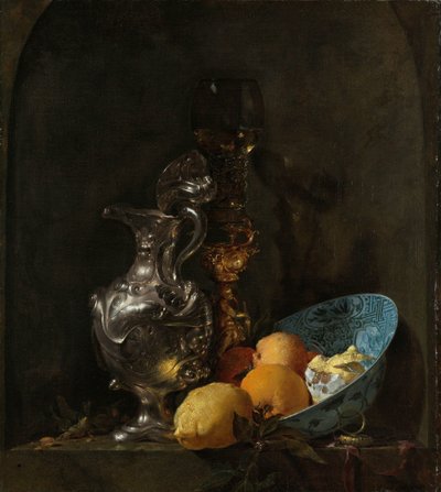 Nature morte avec une cruche en argent et un bol en porcelaine - Willem Kalf