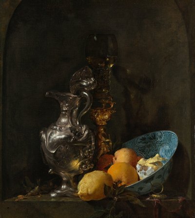 Nature morte avec une cruche en argent et un bol en porcelaine - Willem Kalf