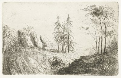 Paysage montagneux avec arbres - Willem Matthias Jan van Dielen