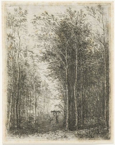 Paysage forestier avec ramasseurs de bois - Willem Matthias Jan van Dielen