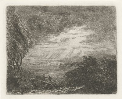 Paysage avec deux figures sous la tempête et la pluie - Willem Matthias Jan van Dielen