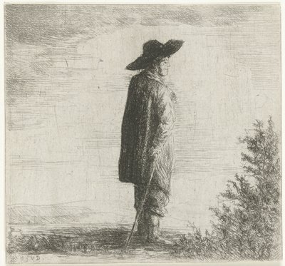 Homme avec chapeau et bâton dans un paysage - Willem Matthias Jan van Dielen