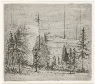 Paysage rocheux avec des pins, appelé Teufelkanzel - Willem Matthias Jan van Dielen