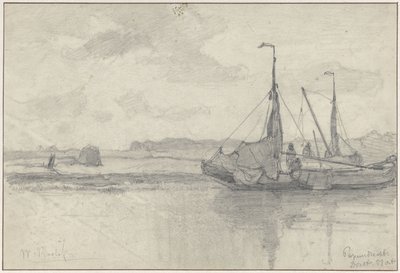 Bateaux de pêche dans un paysage à Papendrecht - Willem Roelofs (I)