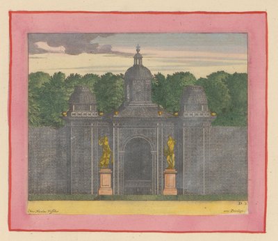 Pavillon aus Lattenwerk mit Musikerstatuen in den Gärten von Versailles - Willem Swidde