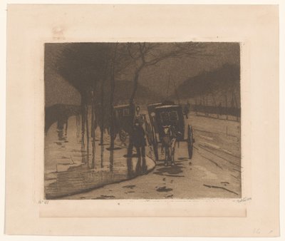Voitures en attente sur le Victoria Embankment à Londres - Willem Witsen (signed by artist)