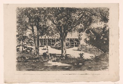 Écuries derrière des arbres à Java - Willem Arnoldus Witsen