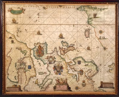 Côte européenne, carte sur parchemin par Willem et Joan Blaeu - Willem and Joan  Blaeu