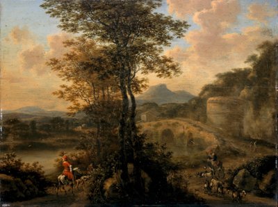 Paysage fluvial italien avec pont de pierre, 1650 - Willem de Heusch