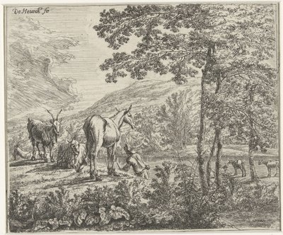 Paysage avec une mule et des chèvres - Willem de Heusch