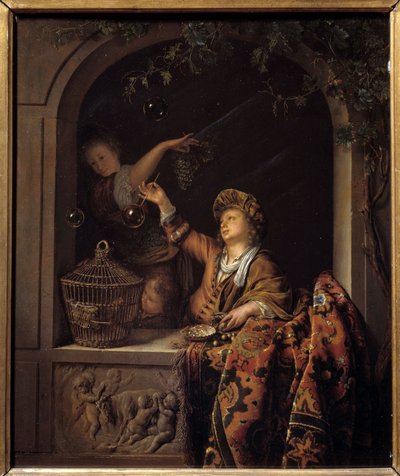 Bulles de savon. Peinture de Willem Van Mieris (1662 - 1747) - Willem Van Mieris