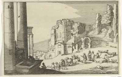 Bétail parmi des ruines romaines - Willem van Nieulandt (II)