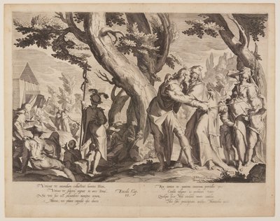 Rencontre entre Moïse et Jethro, planche 1 des Trônes de justice (Thronus Iustitiae) - Willem van Swanenburgh