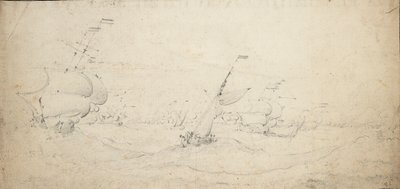 Une escadre arrière hollandaise allant au vent par une mer agitée, vers 1672 - Willem van de the Elder Velde
