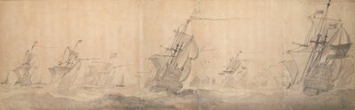 La flotte hollandaise battant la côte des îles frisonnes du Nord le 9/19 octobre 1658 - Willem van de the Elder Velde