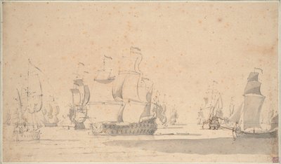 Navires anglais, un ketch et un galliot par vent léger, juin 1673?, c.1673 - Willem van de the Elder Velde