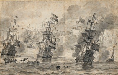 La bataille de Scheveningen, 31 juillet 1653 : le dernier passage de la bataille - Willem van de the Elder Velde