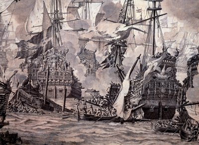 La bataille du Sund entre les flottes néerlandaise et suédoise, 8 novembre 1658 (détail) - Willem van de the Elder Velde