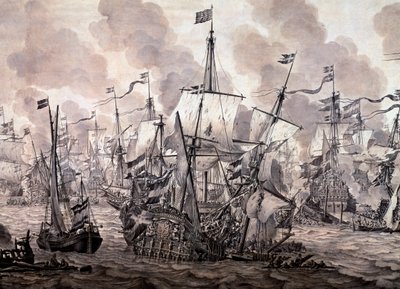 La bataille du Sund entre les flottes néerlandaise et suédoise, 8 novembre 1658 (détail) - Willem van de the Elder Velde