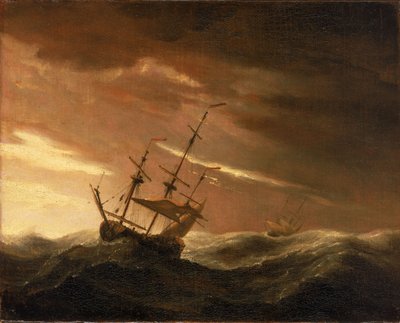 Un navire anglais par gros temps, fin du 17e siècle - Willem van de Velde the Younger