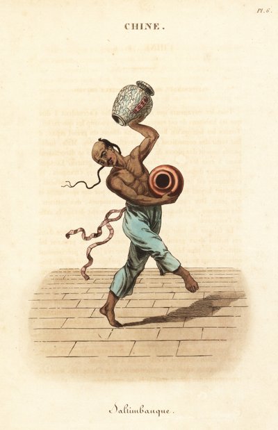 Jongleur chinois dansant et jonglant avec deux grands vases - William (after) Alexander