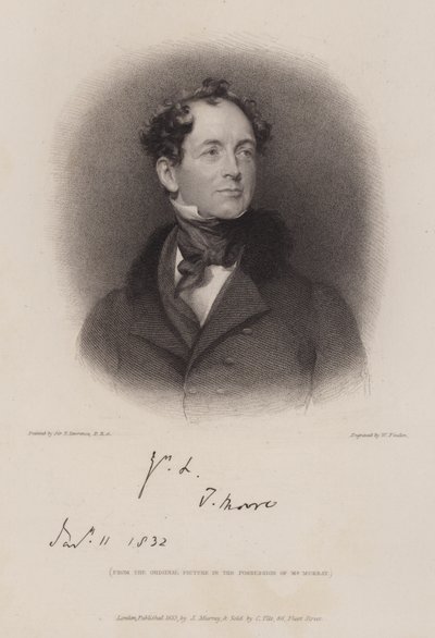 Thomas Moore, poète irlandais et biographe de Lord Byron (gravure) - William (after) Finden